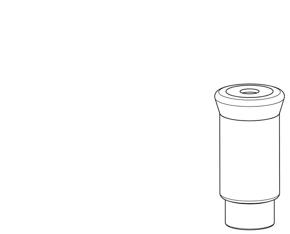 Glasbehälter für Spender, rund mit leicht nach oben verjüngter Form und Öffnung. Produkt von Ideal Standard, geeignet für Lotionen.